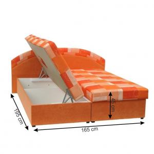 Manželská posteľ, pružinová, oranžová/vzor, KASVO #1 small
