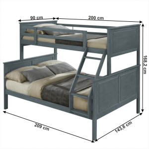 Rozložiteľná poschodová posteľ NEVIL sivá Tempo Kondela #2 small