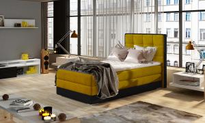 NABBI Alessandra 90 čalúnená jednolôžková posteľ žltá / čierna
