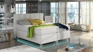 NABBI Barino 140 čalúnená manželská posteľ s úložným priestorom biela