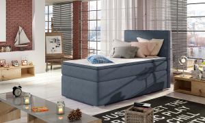 NABBI Rodrigo 90 čalúnená jednolôžková posteľ s úložným priestorom modrá