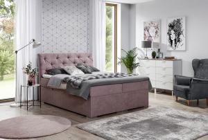 NABBI Beneto 140 čalúnená manželská posteľ s úložným priestorom ružová (Omega 91) #2 small