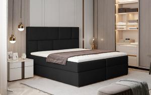 NABBI Ferine 185 čalúnená manželská posteľ s úložným priestorom čierna (Sawana 14)