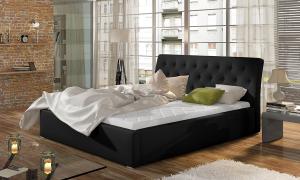 NABBI Monzo 180 čalúnená manželská posteľ s roštom čierna