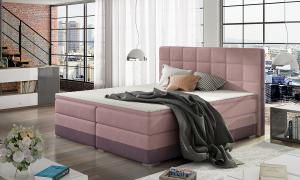 NABBI Dalino 140 čalúnená manželská posteľ s úložným priestorom ružová / fialová