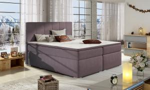 NABBI Barmo 180 čalúnená manželská posteľ s úložným priestorom fialová