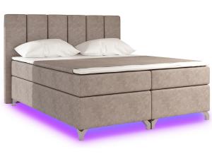 NABBI Barino 180 čalúnená manželská posteľ s úložným priestorom svetlohnedá