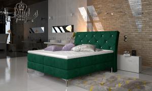 NABBI Amika 180 čalúnená manželská posteľ s úložným priestorom tmavozelená