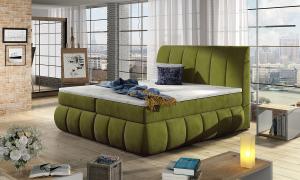 NABBI Vareso 180 čalúnená manželská posteľ s úložným priestorom zelená