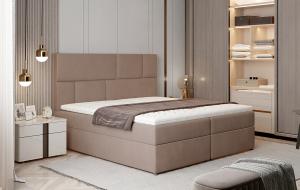 NABBI Ferine 185 čalúnená manželská posteľ s úložným priestorom hnedá