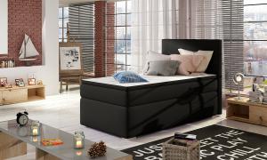NABBI Rodrigo 90 čalúnená jednolôžková posteľ s úložným priestorom čierna (Soft 11)