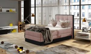 NABBI Alessandra 90 čalúnená jednolôžková posteľ ružová / čierna