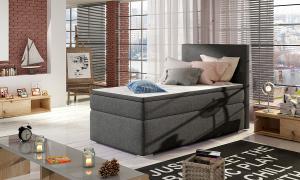 NABBI Rodrigo 90 čalúnená jednolôžková posteľ s úložným priestorom sivá