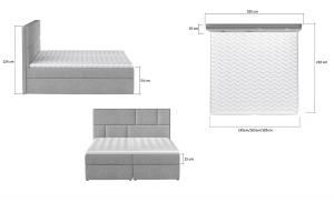 NABBI Ferine 145 čalúnená manželská posteľ s úložným priestorom sivá (Sawana 05) #3 small