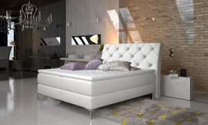 NABBI Amika 140 čalúnená manželská posteľ s úložným priestorom biela