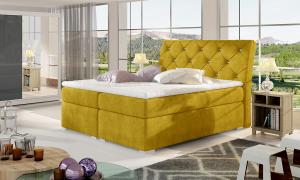 NABBI Beneto 180 čalúnená manželská posteľ s úložným priestorom žltá