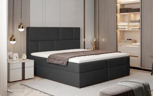 NABBI Ferine 185 čalúnená manželská posteľ s úložným priestorom čierna (Monolith 97)