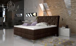 NABBI Amika 160 čalúnená manželská posteľ s úložným priestorom tmavohnedá