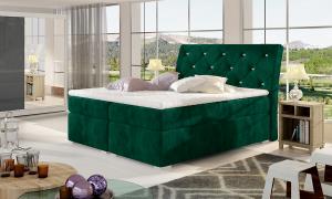 NABBI Beneto 180 čalúnená manželská posteľ s úložným priestorom tmavozelená