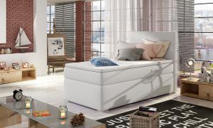 NABBI Rodrigo 90 čalúnená jednolôžková posteľ s úložným priestorom biela