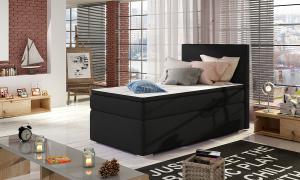 NABBI Rodrigo 90 čalúnená jednolôžková posteľ s úložným priestorom čierna (Sawana 14)