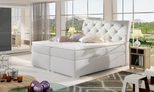 NABBI Beneto 180 čalúnená manželská posteľ s úložným priestorom biela