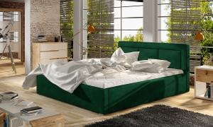 NABBI Branco 160 čalúnená manželská posteľ s roštom tmavozelená