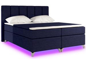 NABBI Barino 140 čalúnená manželská posteľ s úložným priestorom tmavomodrá