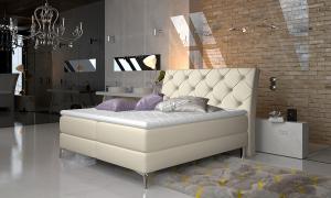 NABBI Amika 180 čalúnená manželská posteľ s úložným priestorom béžová