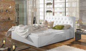 NABBI Monzo UP 160 čalúnená manželská posteľ s roštom biela
