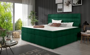 NABBI Spezia 160 čalúnená manželská posteľ s úložným priestorom tmavozelená