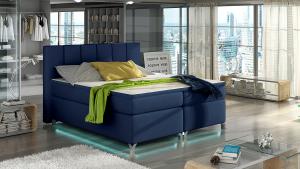 NABBI Barino 180 čalúnená manželská posteľ s úložným priestorom modrá