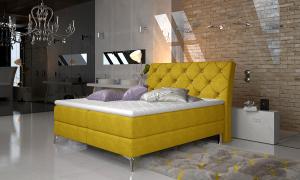 NABBI Amika 180 čalúnená manželská posteľ s úložným priestorom žltá