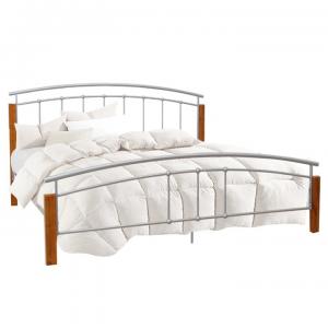 Manželská posteľ, drevo jelša/strieborný kov, 180x200, MIRELA