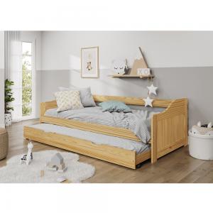 TEMPO KONDELA Laura New drevená jednolôžková posteľ s prístelkou prírodná #3 small