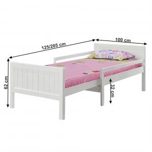 TEMPO KONDELA Eunika jednolôžková posteľ s nastaviteľnou dĺžkou biela #2 small