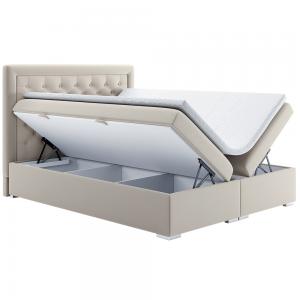 TEMPO KONDELA Dorman čalúnená manželská posteľ s matracom krémová #2 small