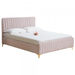 TEMPO KONDELA Kaisa čalúnená manželská posteľ s roštom ružová / zlatá matná
