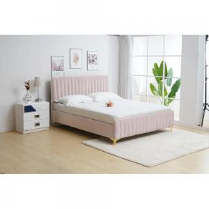 TEMPO KONDELA Kaisa čalúnená manželská posteľ s roštom ružová / zlatá matná #2 small