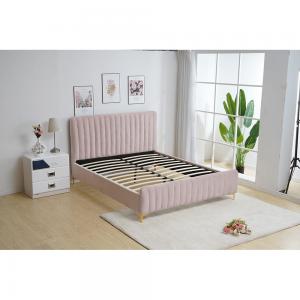 TEMPO KONDELA Kaisa čalúnená manželská posteľ s roštom ružová / zlatá matná #3 small