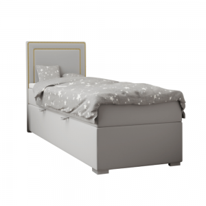 Boxspringová posteľ, jednolôžko, svetlosivá, 80x200, ľavá, BILY