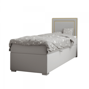 Boxspringová posteľ, jednolôžko, svetlosivá, 80x200, pravá, BILY