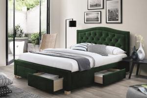 CATERA čalúnená posteľ 160, zelená