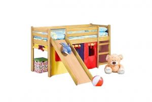 Detská poschodová posteľ so šmýkačkou Neo Plus jelša Halmar Biela #3 small