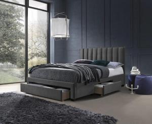 HALMAR Grace 160 čalúnená manželská posteľ s úložným priestorom sivá (Velvet)