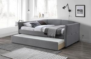 HALMAR Sanna 90 čalúnená jednolôžková posteľ (váľanda) s prístelkou sivá