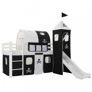 Detská poschodová posteľ pirátska pevnosť so šmýkačkou Dekorhome Biela #1 small
