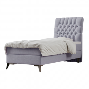 Boxspringová posteľ, jednolôžko, sivá, 90x200, pravá, BARY