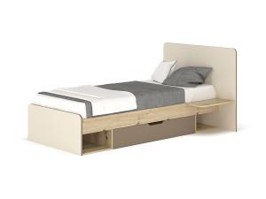 NABBI Loros 90 jednolôžková posteľ s roštom 90x200 cm dub artisan / latte / champagne