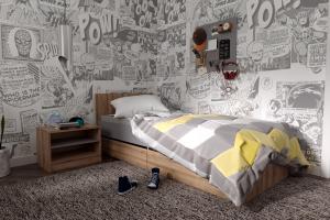 Jednolôžková posteľ s úložným priestorom Boran 90 - dub artisan / sivá #2 small